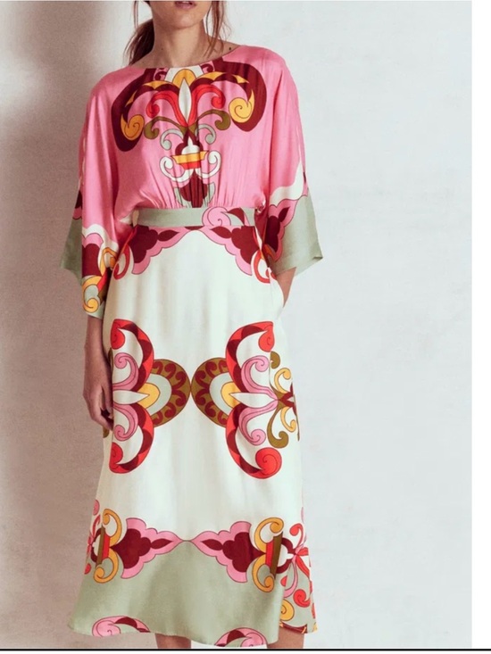 Boden Dresses & Skirts - Boden Pink, Cream and Green Printed Midi Dress